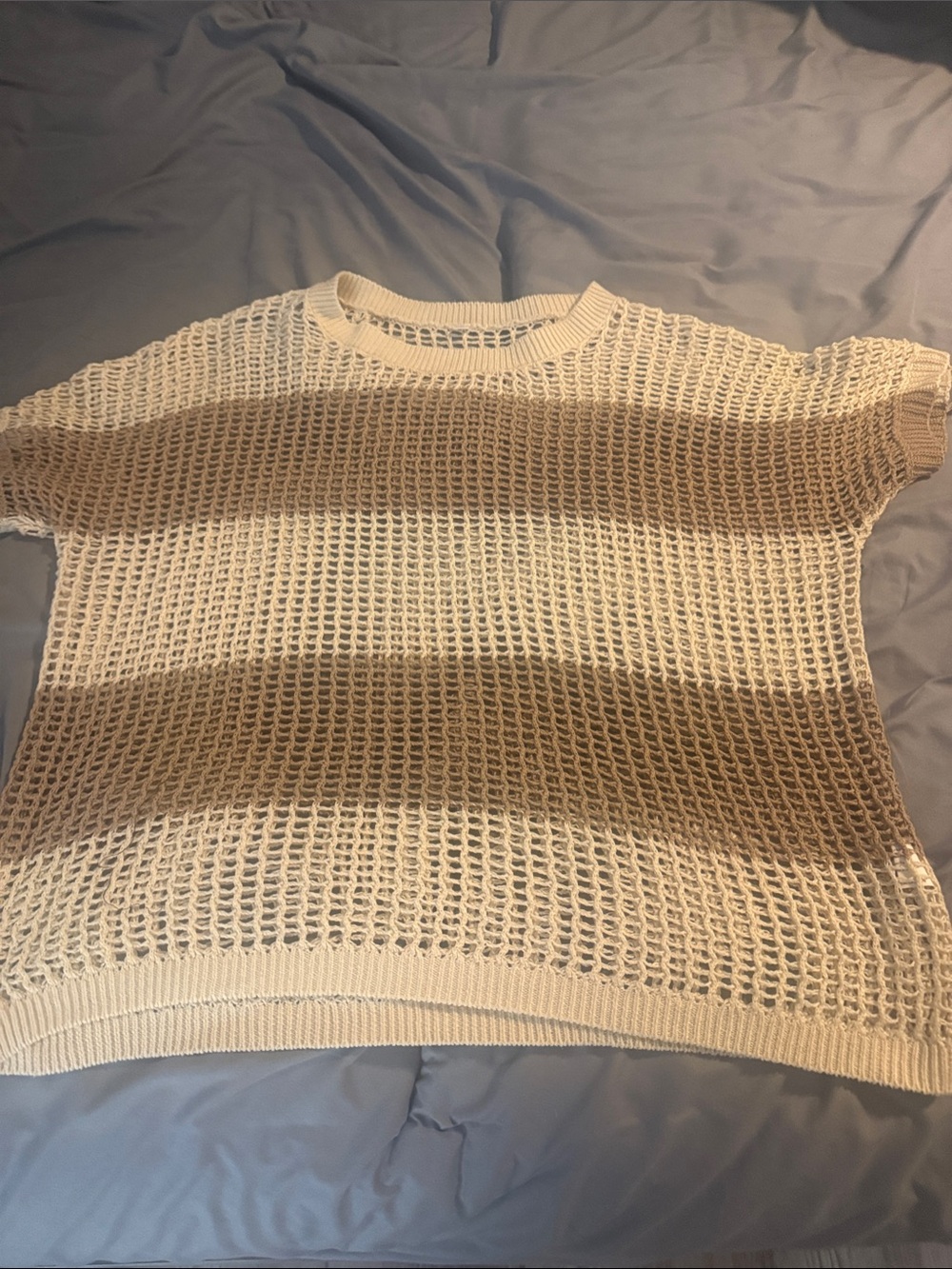 Women’s Open-Knit Short Sleeve Sweater - Cream